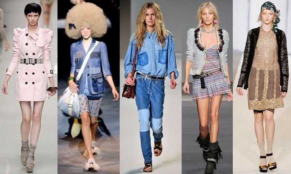 De gauche à droite: Burberry, Marc Jacobs, Chloé, Isabel Marant, Marni. Sources des défilés: www.style.com