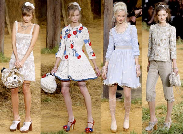 Tendance champêtre chez Chanel: printemps-été 2010. Défilé Chanel été 2010. Source:www.style.com